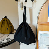 Waterproof Korean Style Large Solid Color Portable Drawstring Double-layer Lunch Bag For Students