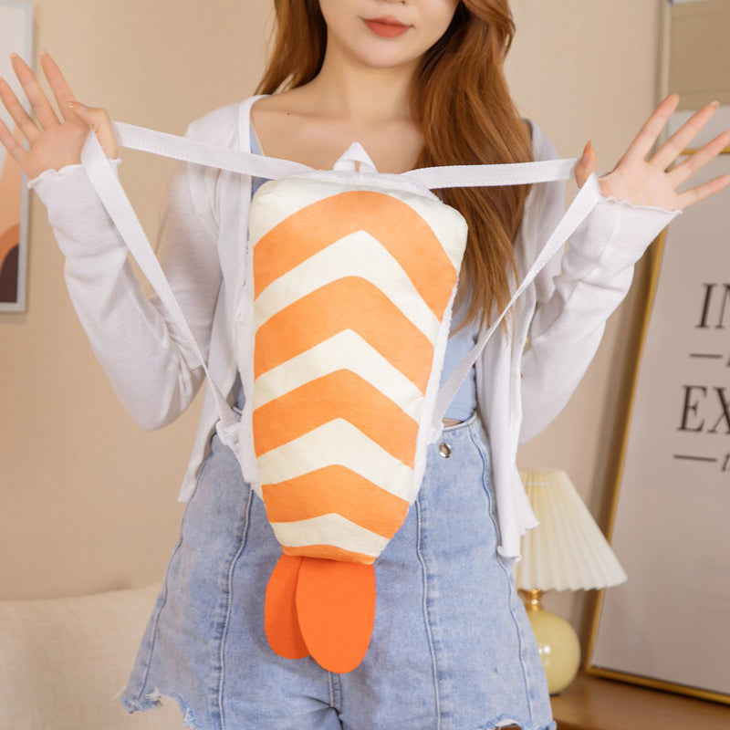 Shrimp Sushi Plush Toy Children Backpack Messenger Bag