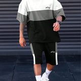 Sports Suit Fashion Short Sleeve Color Block Stitching Shorts Suit