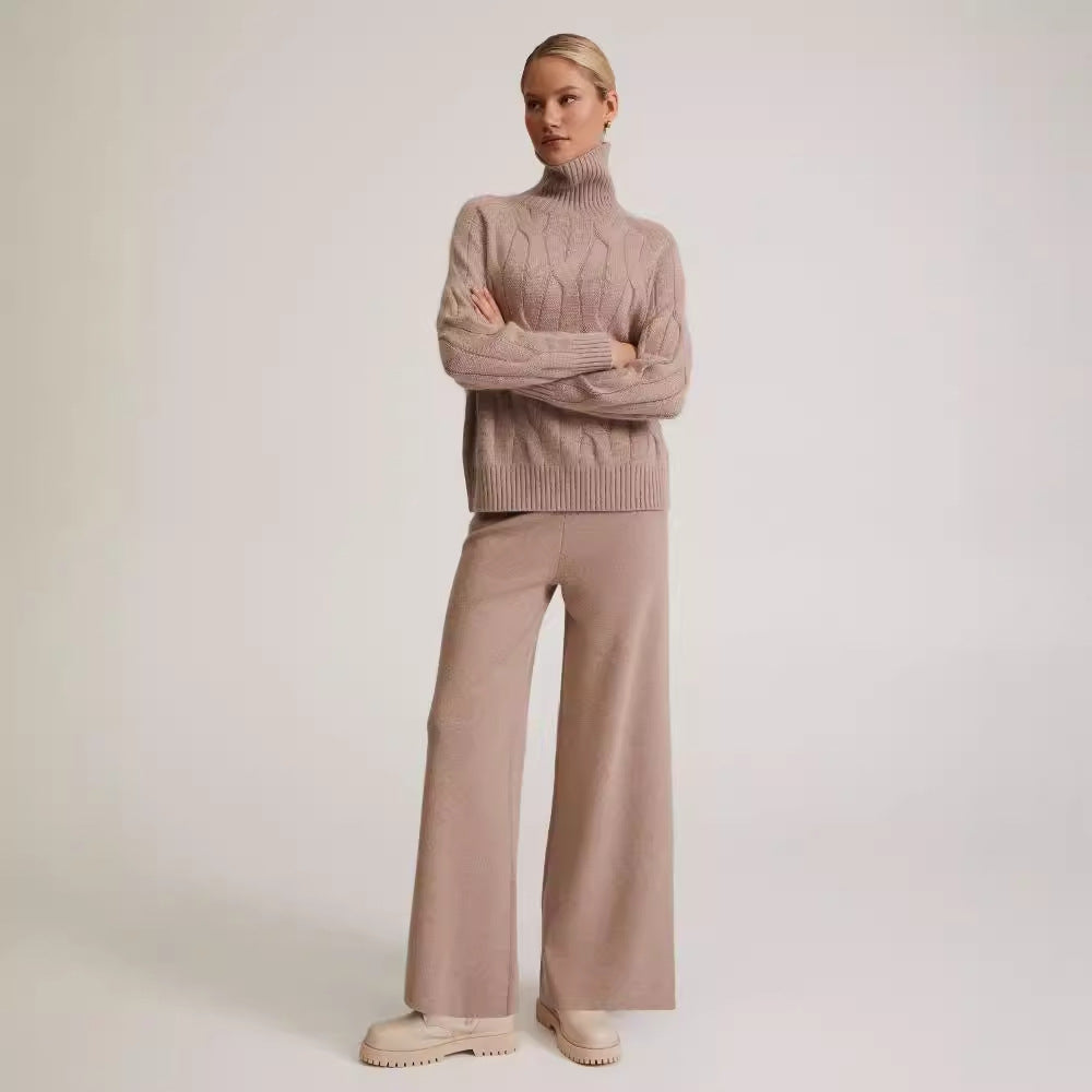 Long Sleeve Autumn And Winter Turtleneck Sweater Women's Two-piece Loose