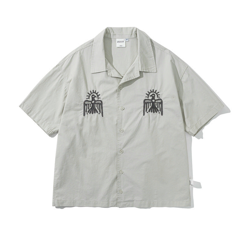 Summer Fashion Brand Retro Shirt With Funny Embroidery For Leisure