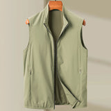 Повседневный мужской жилет, простой, но элегантный, удобный, легкий, с воротником-стойкой