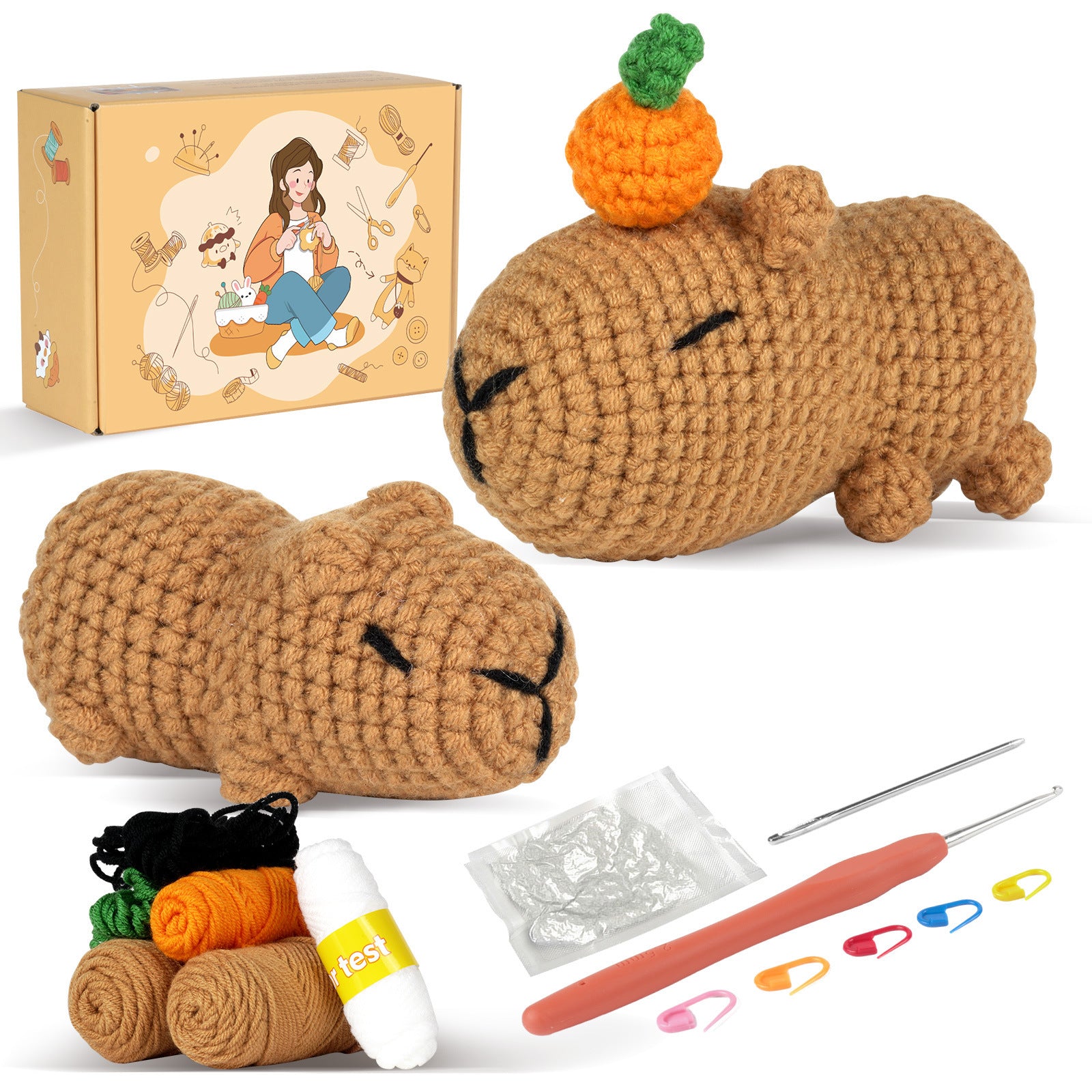 Doll Capybara Handmade Diy Knitting Crochet Kit Material Package