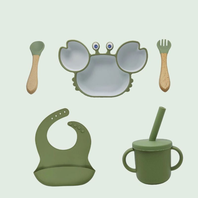 Silicone Baby Dishes for Children's Tableware Plate Non-slip Baby Feeding Bowl