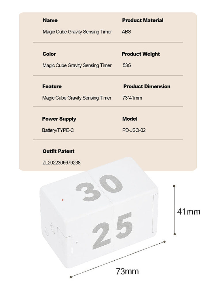 Cube Gravity Flip Sensor Kitchen Digital Timer With 10 Different Time Settings Clock For Game Workout Office Classroom Training