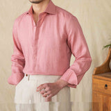 Linen long sleeve shirt in matching color