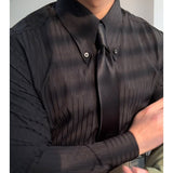 Весенняя рубашка в полоску с острым воротником для отдыха и бизнеса