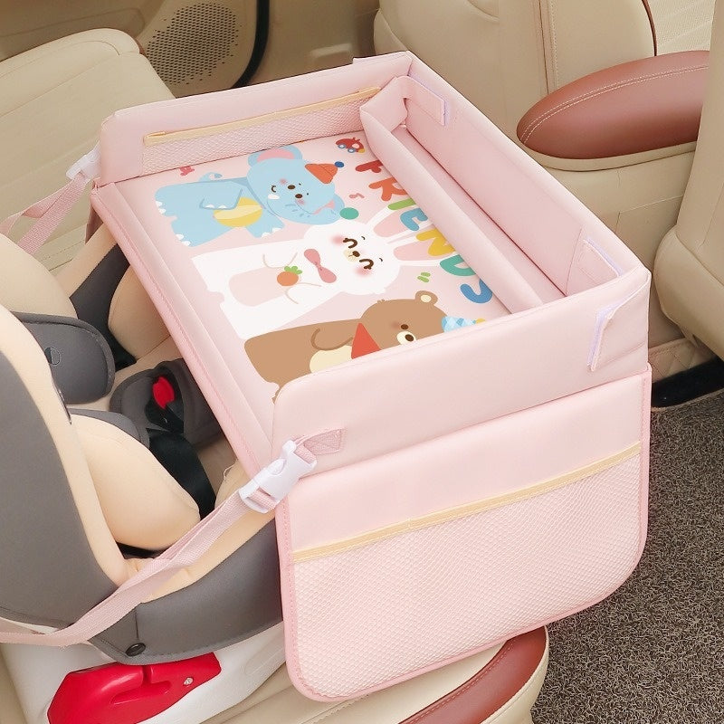 Kids's Car Safety Seat Tray Cartoon Car Waterproof Storage Dining Table