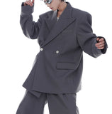 Niche Advanced Twill Padded Shoulder Suit Jacket Loose Profile Draped Suit