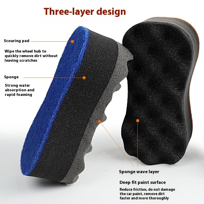 Three-layer Large Wave Car Sponge Car Cleaning Supplies