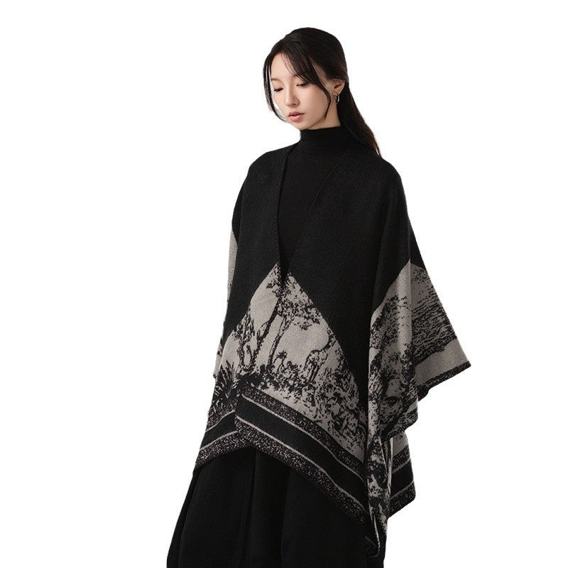 Simple dark cashmere coat, warm