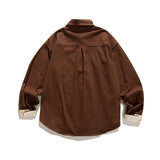 Retro Japanese Casual Loose Solid Color Overalls Long Sleeve Shirt