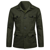 Lapel Multi-pocket Workwear Jacket Men