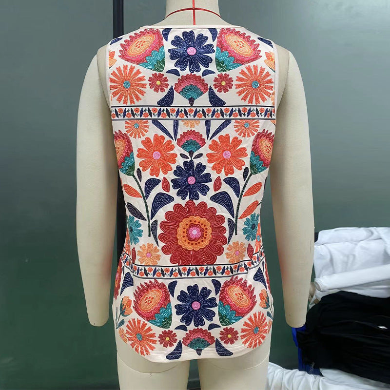 Summer Sleeveless Floral Vest For Women