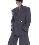 Niche Advanced Twill Padded Shoulder Suit Jacket Loose Profile Draped Suit