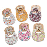 Newborn Baby Cute Floral Cotton Saliva Towel Headband Suit