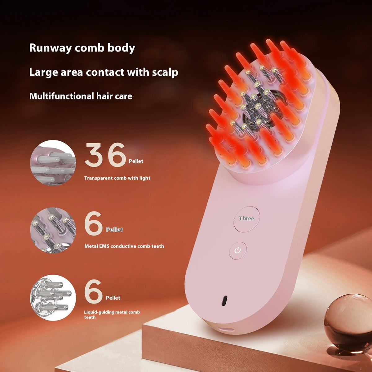Smart Massage Comb Red Light Head Care Care Fluffy мӯи