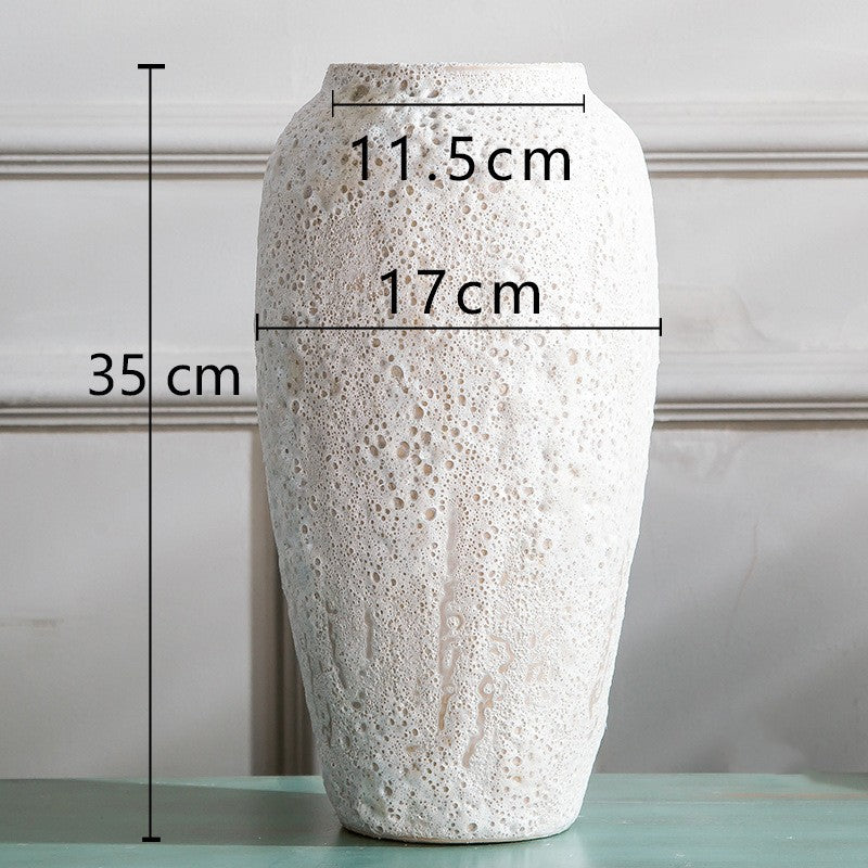 Living Room Flower Arrangement Ceramic Retro Pottery Pot Coarse Pottery Vase