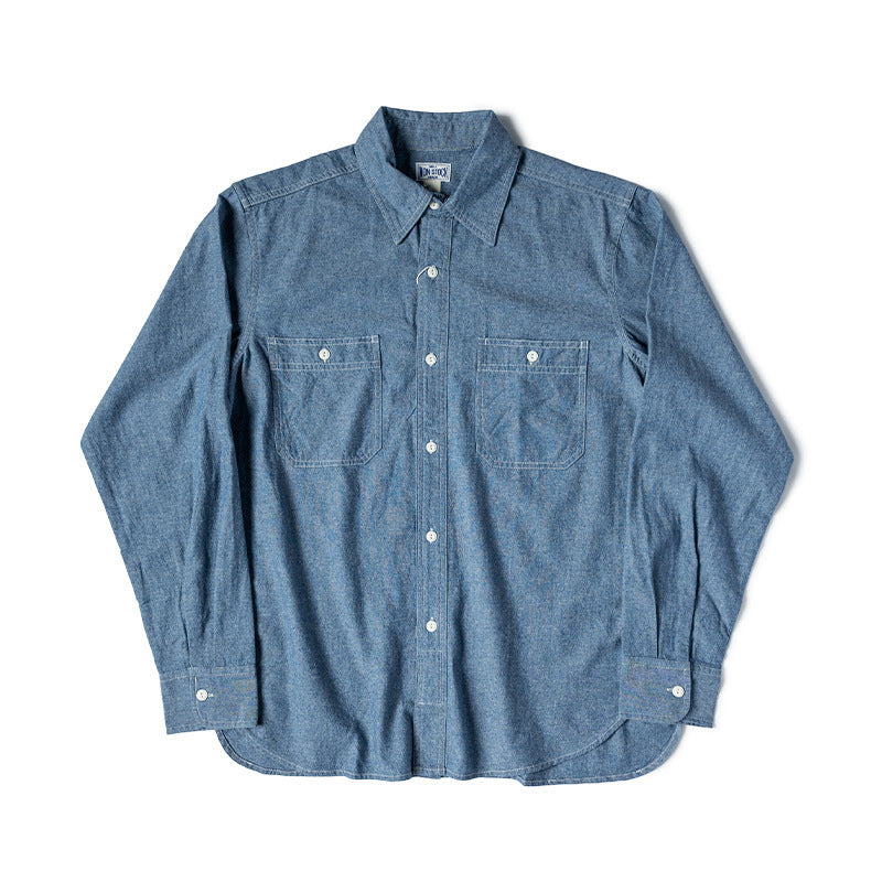 Молодежная рубашка с длинными рукавами и двойным накладным карманом