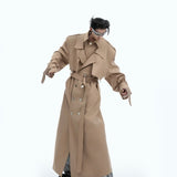 Heavy Industry Niche Deconstructs Fake Two-piece Padded Shoulder Trench Coat
