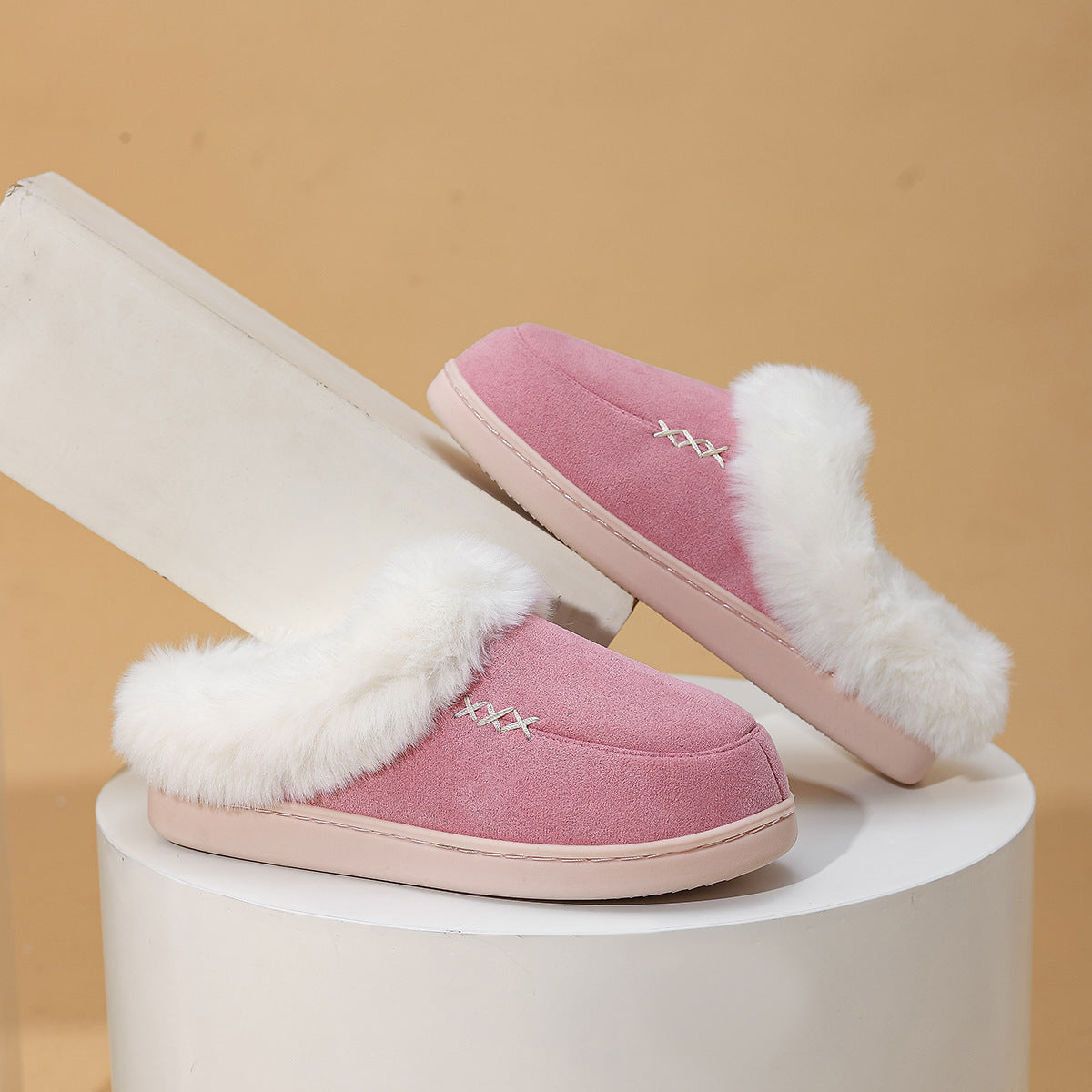 Fluffy Home Warm Non Slip Cotton Slippers