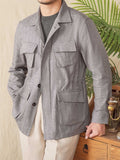 Coat Short Casual Retro Breathable Herringbone Jacket
