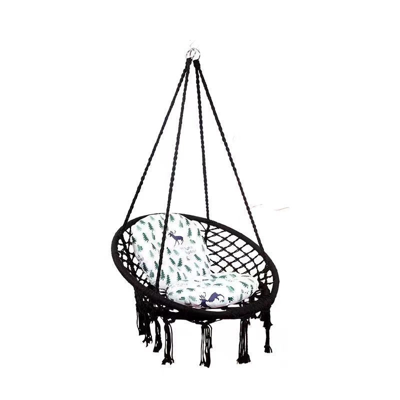 Nordic Style Round Hammock Outdoor Indoor Dormitory Bedroom Hanging Chair For Child Swinging Single Safety Hammock
