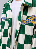 Ретро контрастного цвета зеленый клетчатый лацкан пиджак мужской