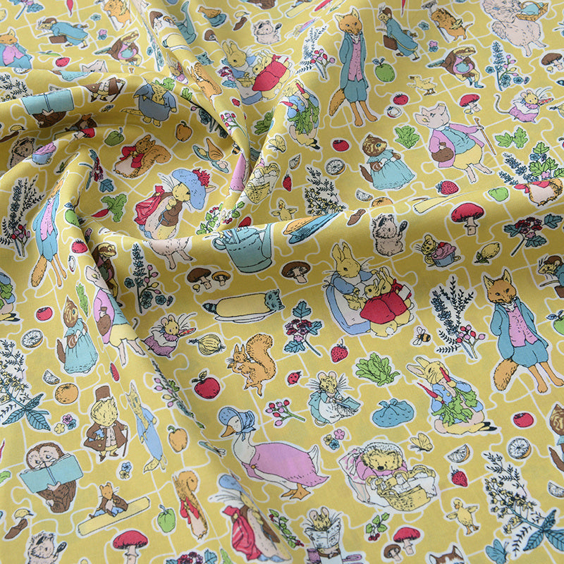 Summer Rabbit Illustration Cotton Fabric Cotton