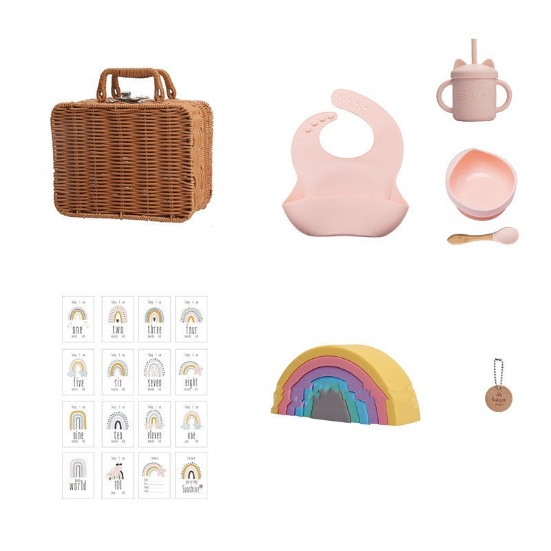 Imitation Rattan Vintage Baby Tableware Gift Set