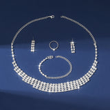 Claw Chain Necklace Bracelet Earrings Four-piece Ring Set Pack