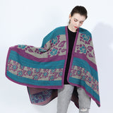 Autumn And Winter Women's Jacquard Split Shawl Flower Cloak