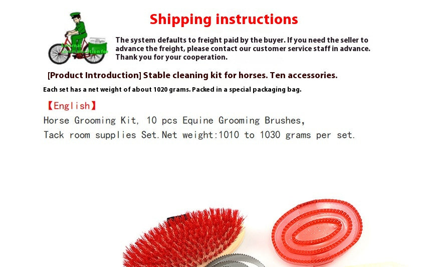 10 PCs Set Horse Cleaning Suit Stables Supplies