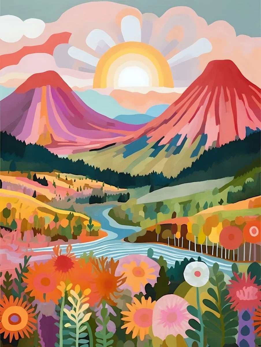 Coloring Drawing DIY Digital Oil Painting Flower Landscape Manual