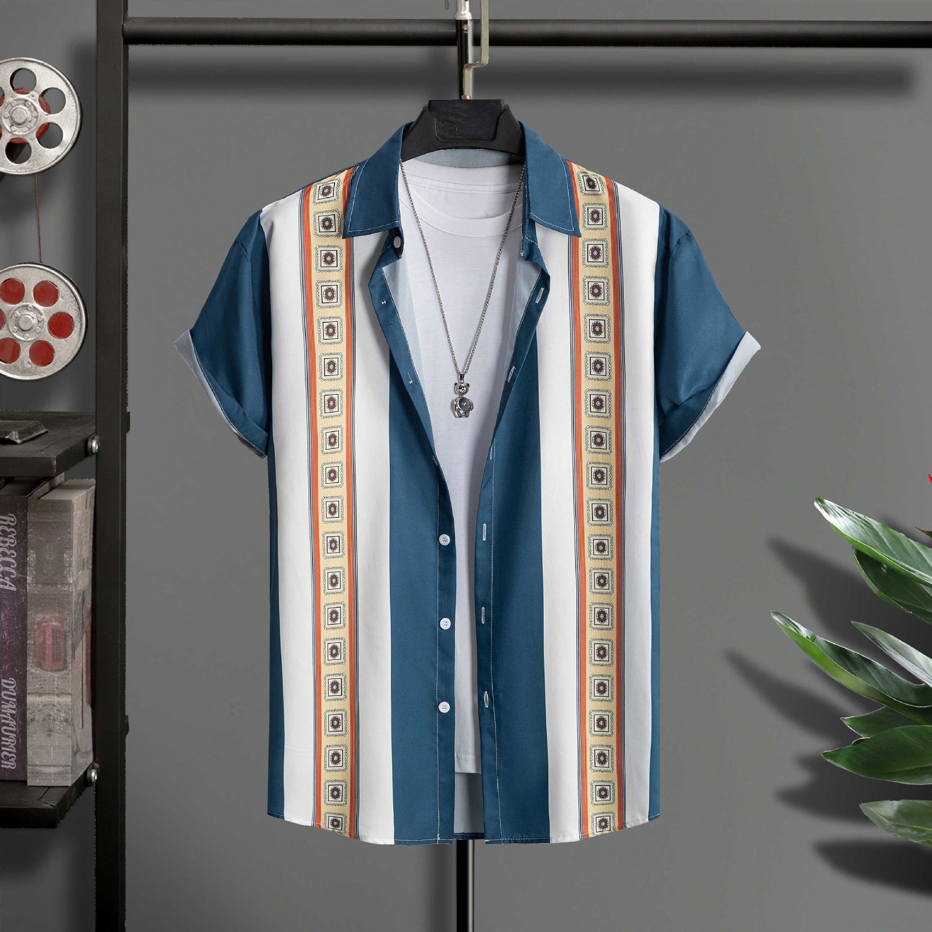 Men's Fashion Casual Digital Printing Short Sleeve Shirt