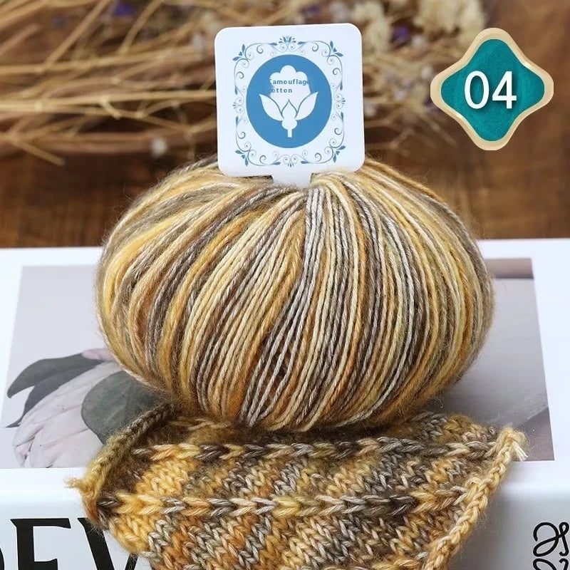 Camouflage Cotton Thread Hand Knitting Crochet Combed Wool Ball