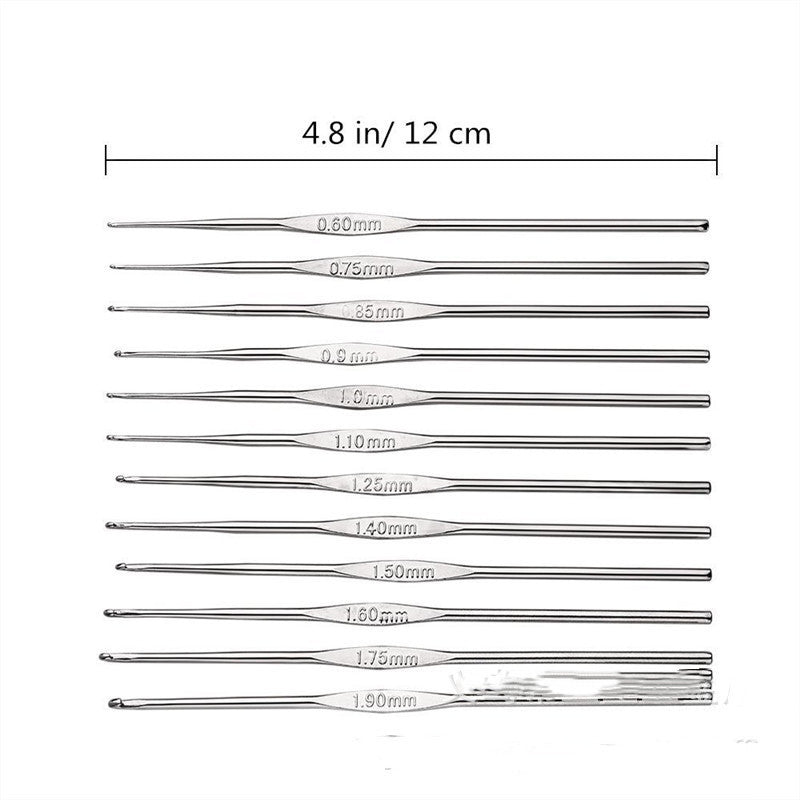 0.6-1.9mm Iron Lace Fine Crochet Hooks Full Set Cheap Knitting Needles Tool Accessories