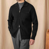 Casual Polo Collar Long Sleeve Coat Knitted Cardigan