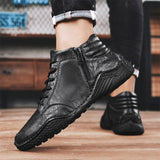 Martin Boots Trendy Genuine Leather Casual High-top Men's Fleece-lined