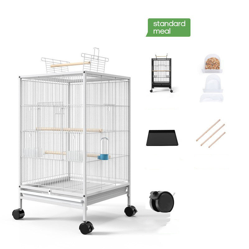 Қафаси паррандаи Parrot Xuanfeng бо Feeder Toy алаф лона чорводорӣ қуттии