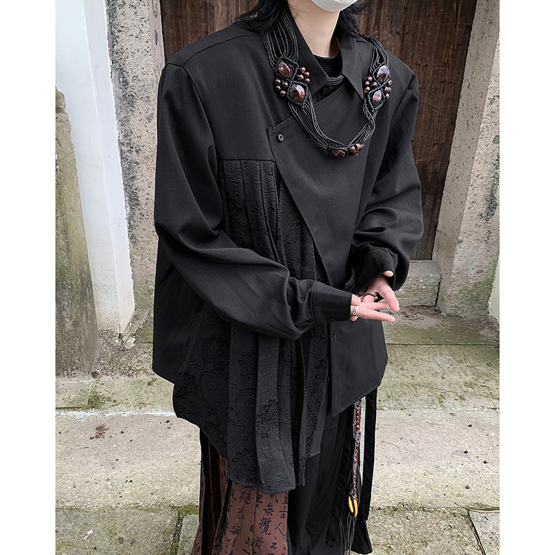 Spring men's pleated shirt