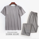 Threaded Pajamas Men's Summer Short Sleeve Long Pants Home Clothes