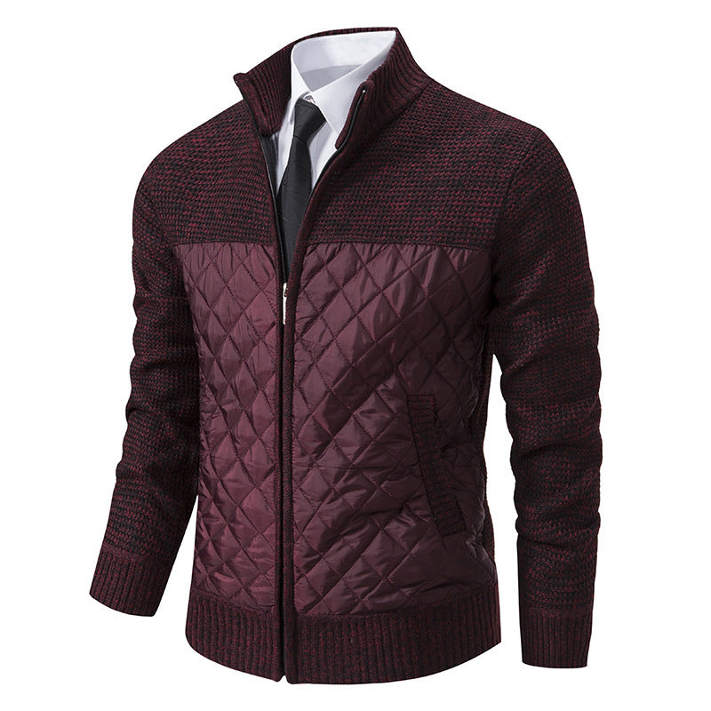 Men's Sweater Coat, Colored Zip-Up Stand-Up Collar Sweater
