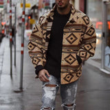 Autumn new jacket with geometric pattern and lapels