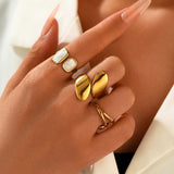 Fashion Simple Style White Dripping Round Ring