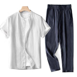 Men's Retro Thin Long Sleeve Linen Tang Suit Outfit