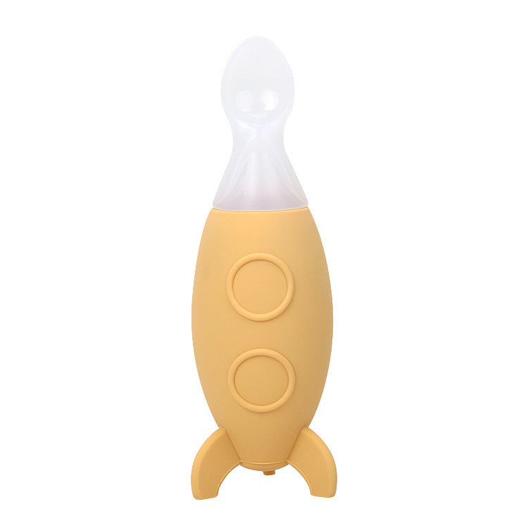 Creative Small Rocket Squeeze Silicone Feeding Spoon Baby Food Supplement Feeding Bottle