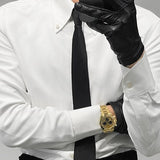 Весенняя итальянская рубашка с длинными рукавами и большим заостренным воротником для мужчин