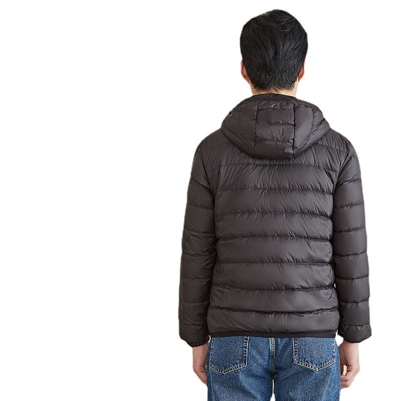 Men's Lightweight Short Down Jacket with Hood