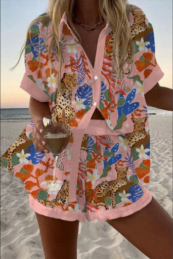 Women's Printed Pajamas Home Wear Casual Suit